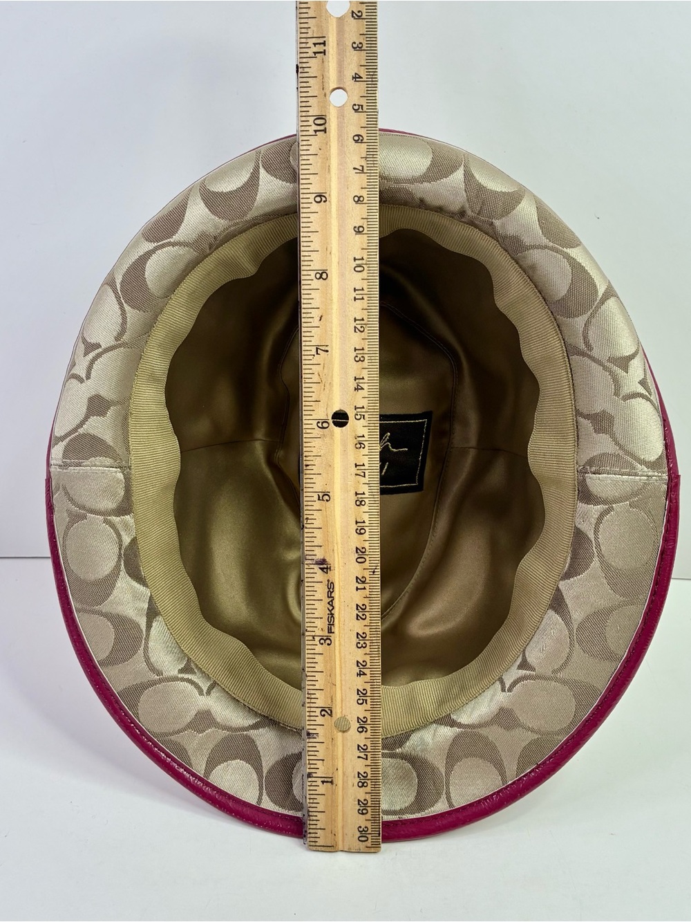 Womens Coach Fedora Hat Small Petite Khaki Brown Pink - Picture 14 of 14